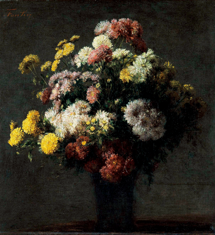  方丹·拉图尔 Fantin-Latour 插在花瓶里的菊花 Chrysanthèmes dans un vase